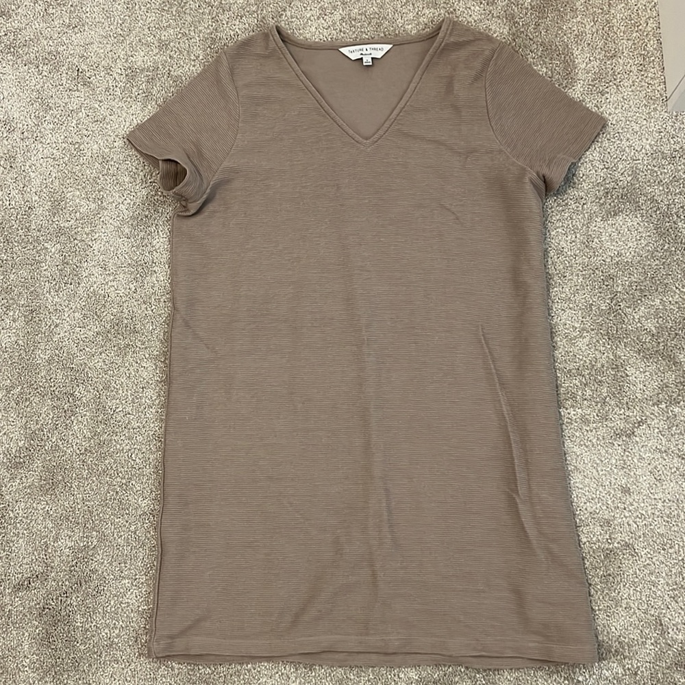 Tan ribbed madewell texture & thread shift dress